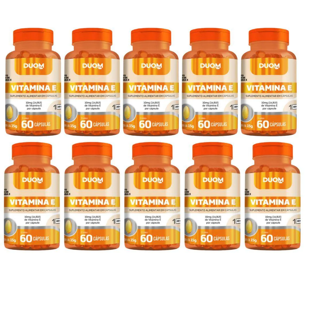 KIT 10UN SUPLEMENTO ALIMENTAR VITAMINA E 60CPS - DUOM