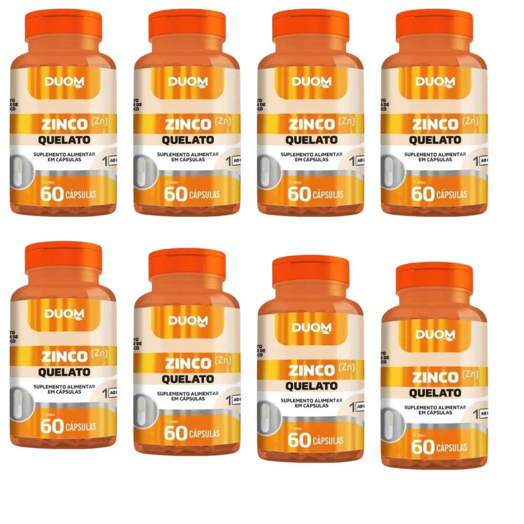KIT 8UN SUPLEMENTO ALIMENTAR ZINCO QUELATO 60CPS - DUOM