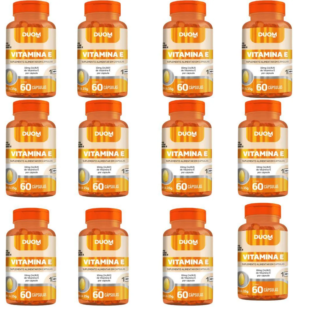 KIT 12UN SUPLEMENTO ALIMENTAR VITAMINA E 60CPS - DUOM
