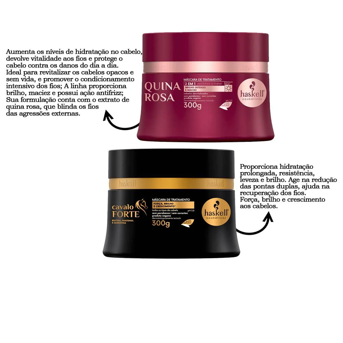 CRONOGRAMA HASKELL MáSCARAS CAVALO FORTE + QUINA ROSA 300G