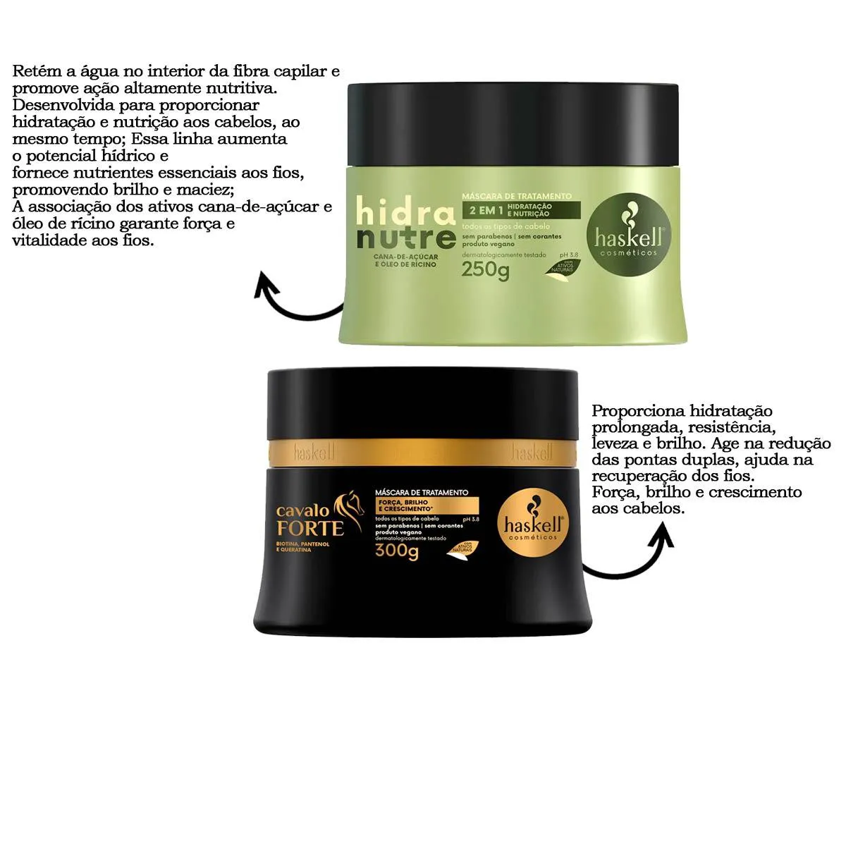 CRONOGRAMA HASKELL MáSCARAS CAVALO FORTE + HIDRANUTRE 300G