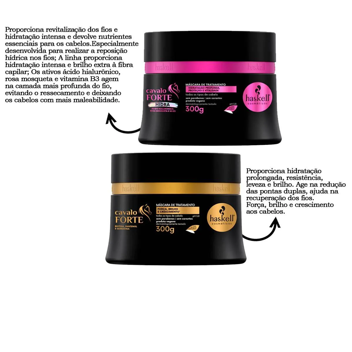 CRONOGRAMA HASKELL MáSCARAS CAVALO FORTE + CAVALO HIDRA 300G