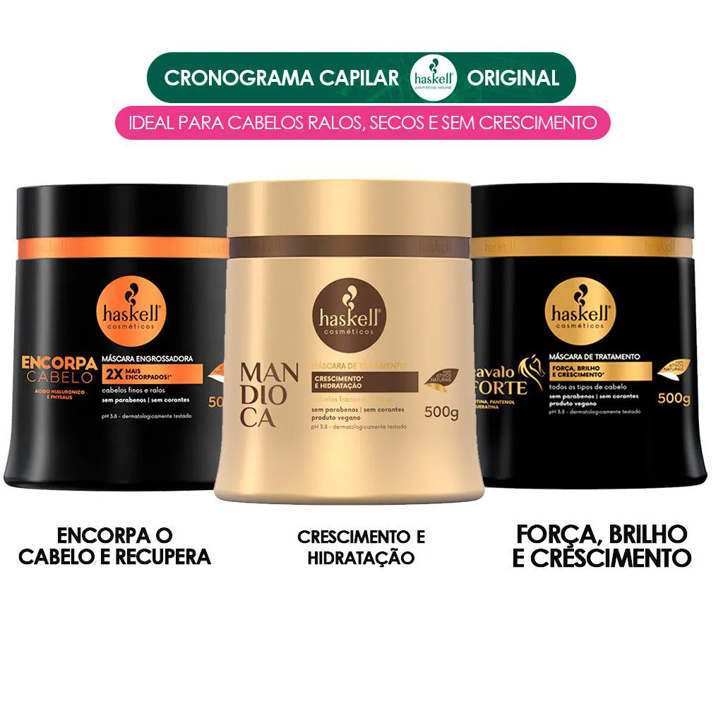 CRONOGRAMA CAPILAR CAVALO FORTE ENCORPA FIOS MANDIOCA 500G