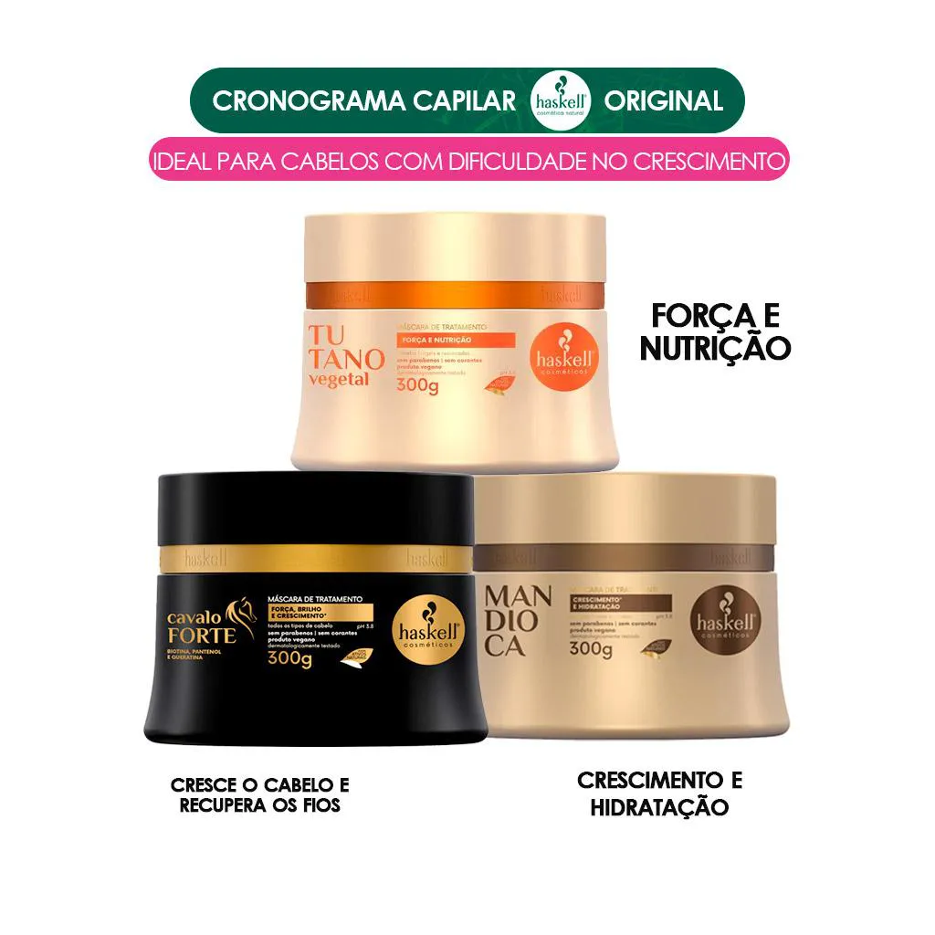 CRONOGRAMA CAPILAR CAVALO FORTE MANDIOCA E TUTANO PEQUENO
