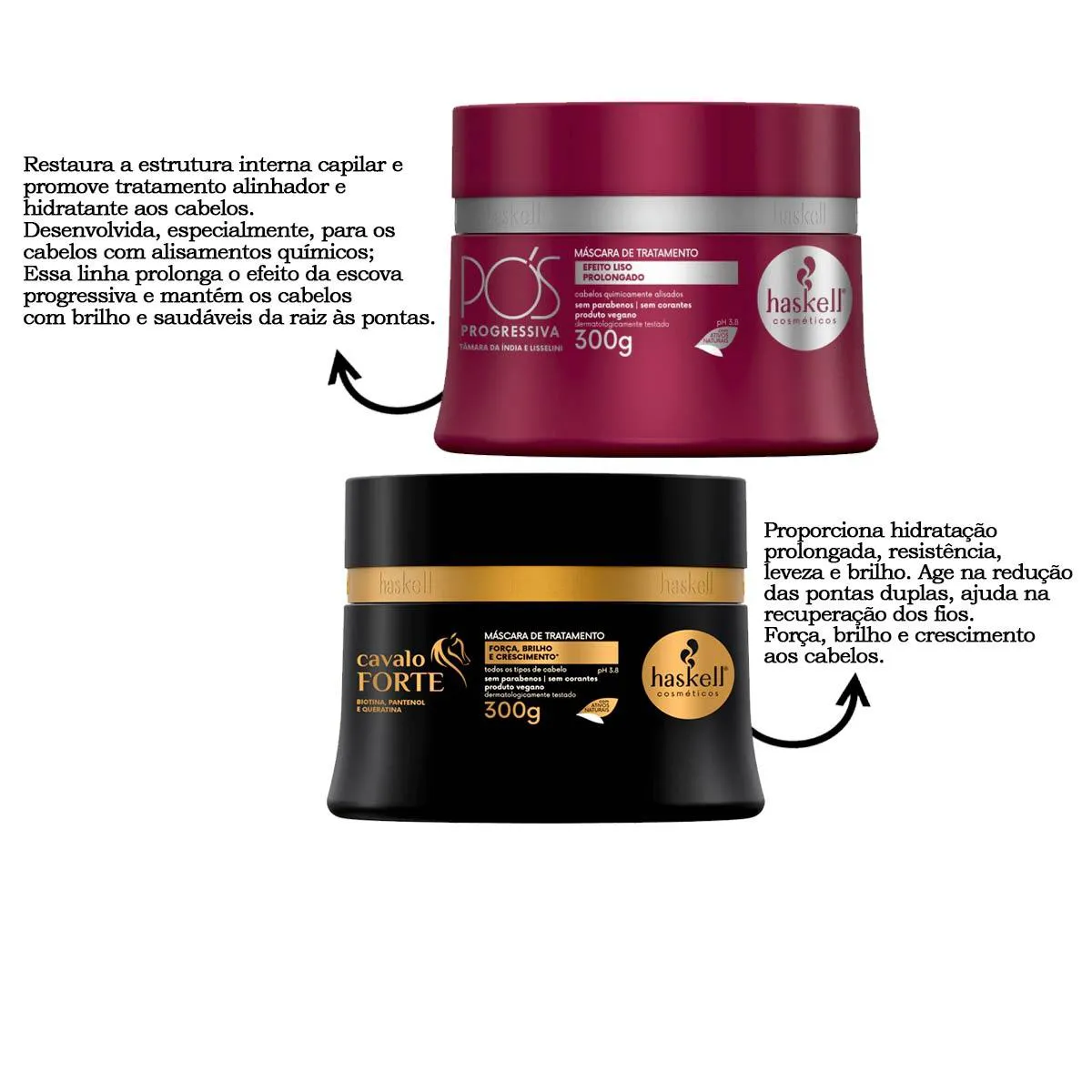 CRONOGRAMA HASKELL MáSCARA CAVALO FORTE +PóS ALISAMENTO 300G