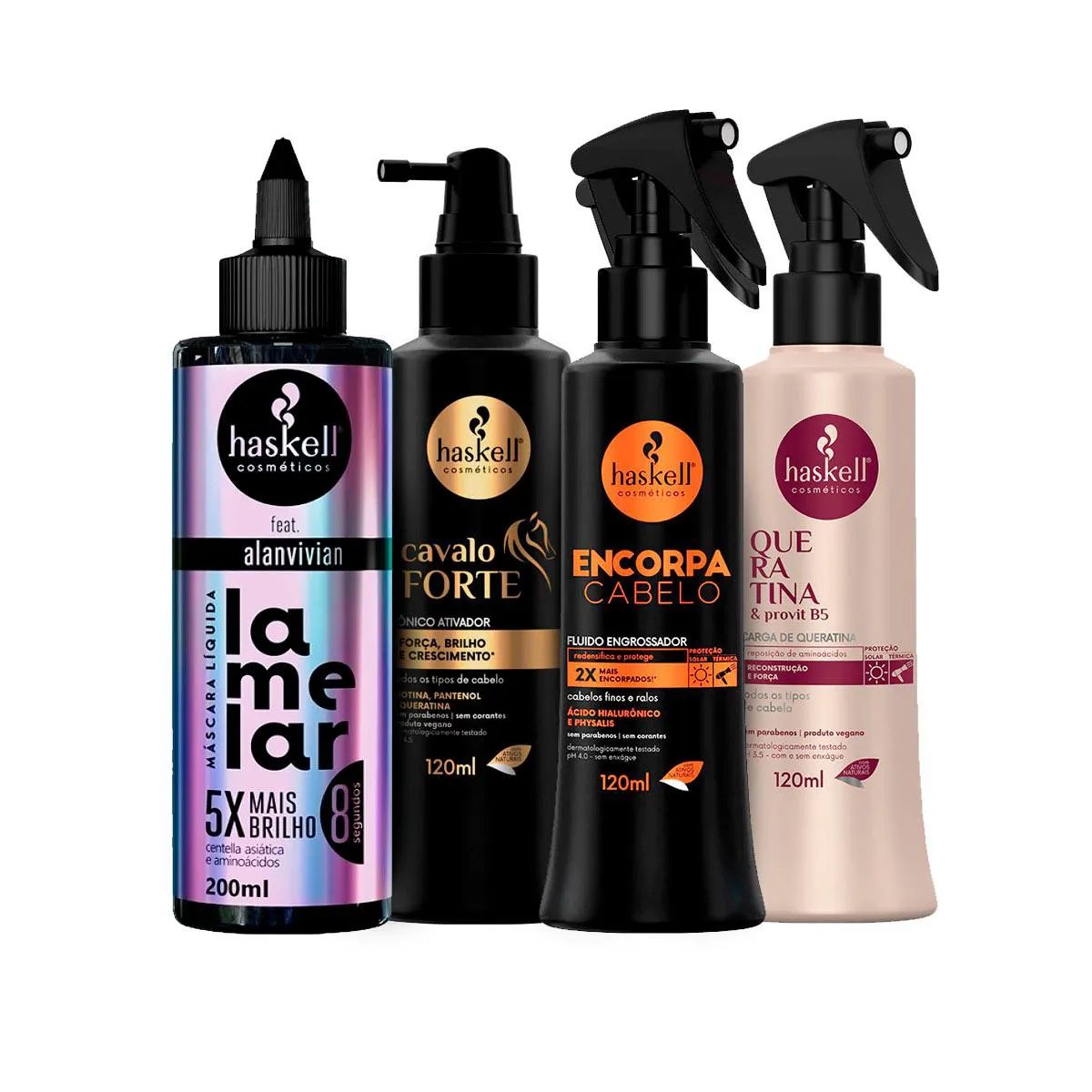 HASKELL TôNICO ENCORPA + CAVALO FORTE + QUERATINA + LAMELAR