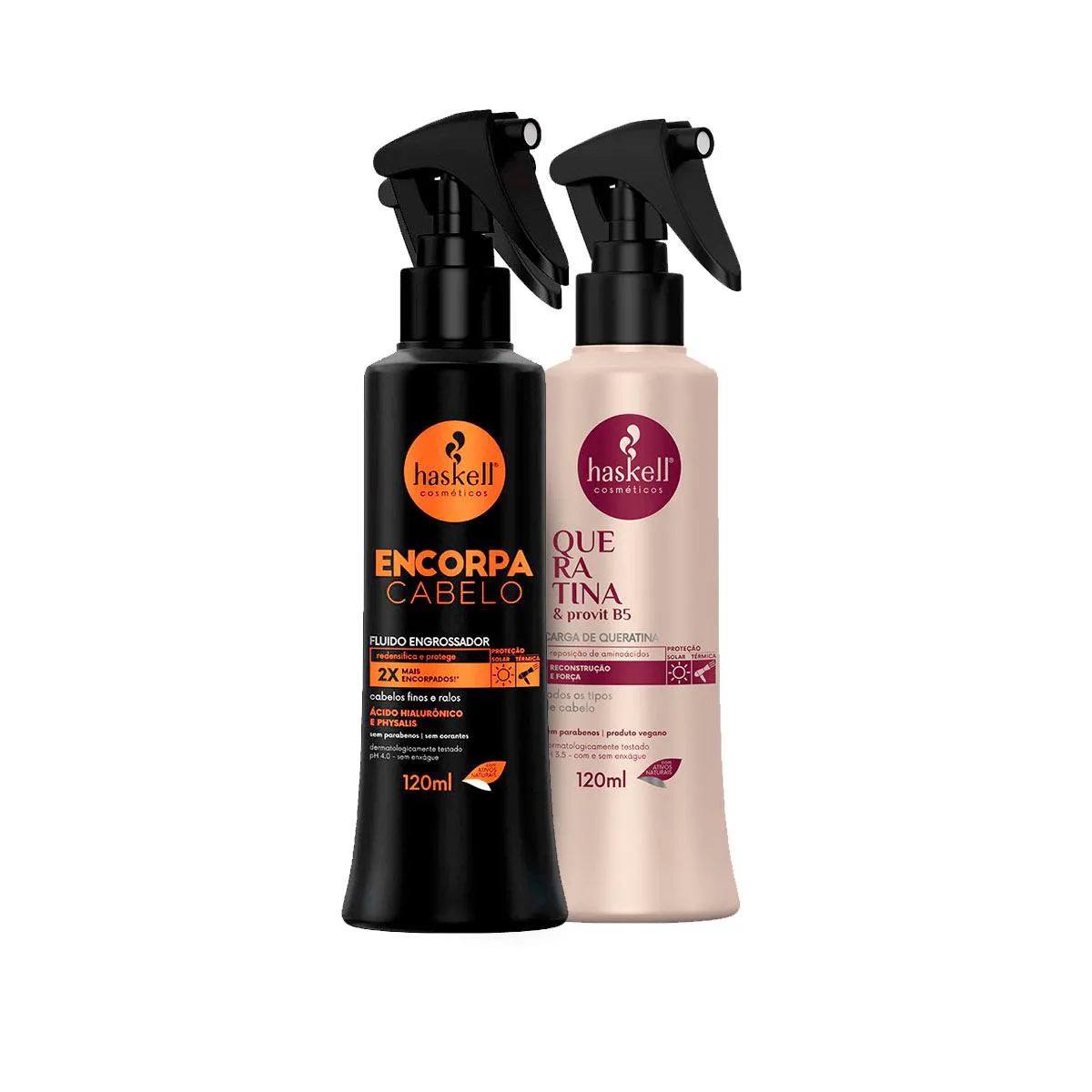 KIT HASKELL FLUíDO ENCORPA CABELO + CARGA DE QUERATINA 120ML