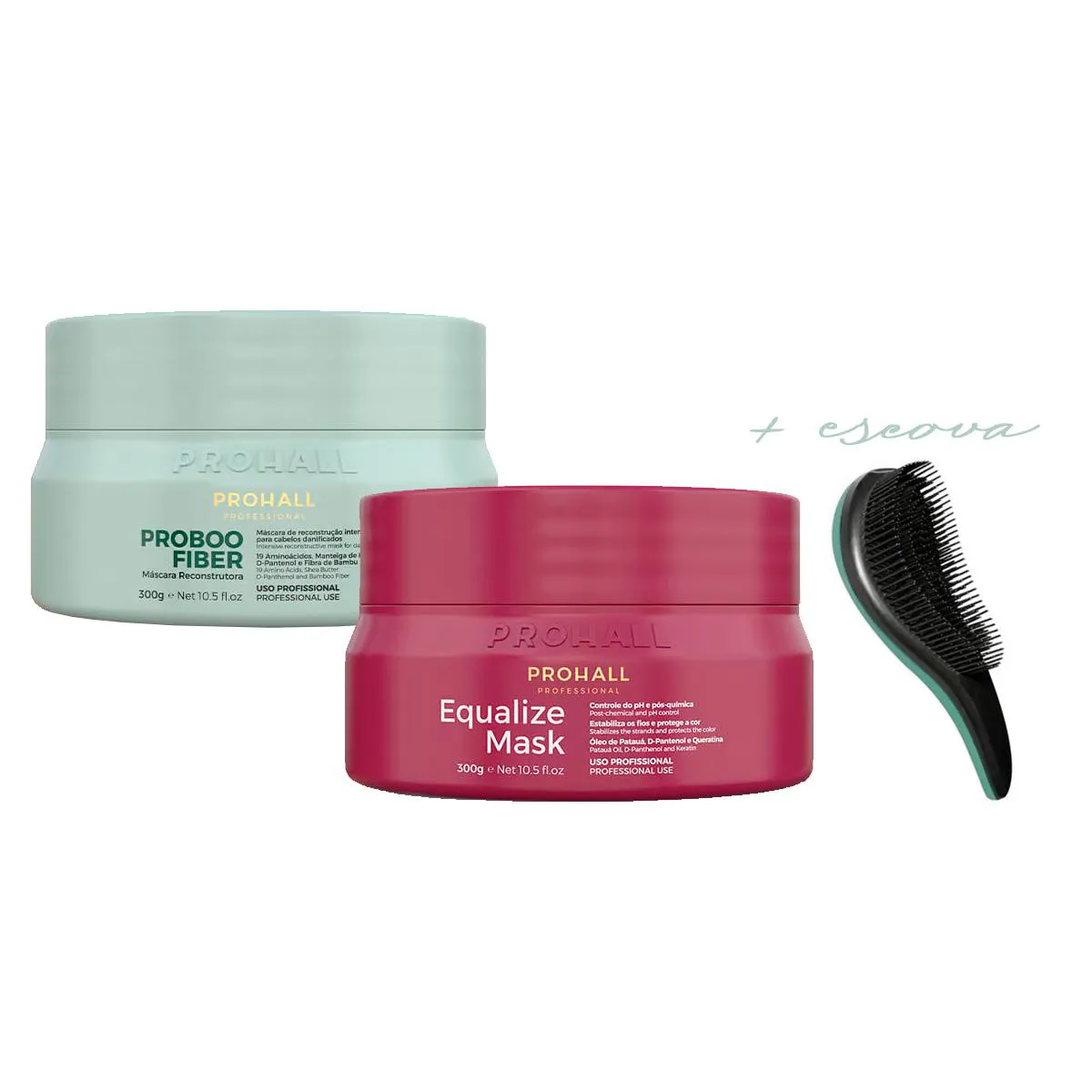KIT MáSCARAS PROHALL PROBOO FIBER 300G + EQUALIZE MASK 300G