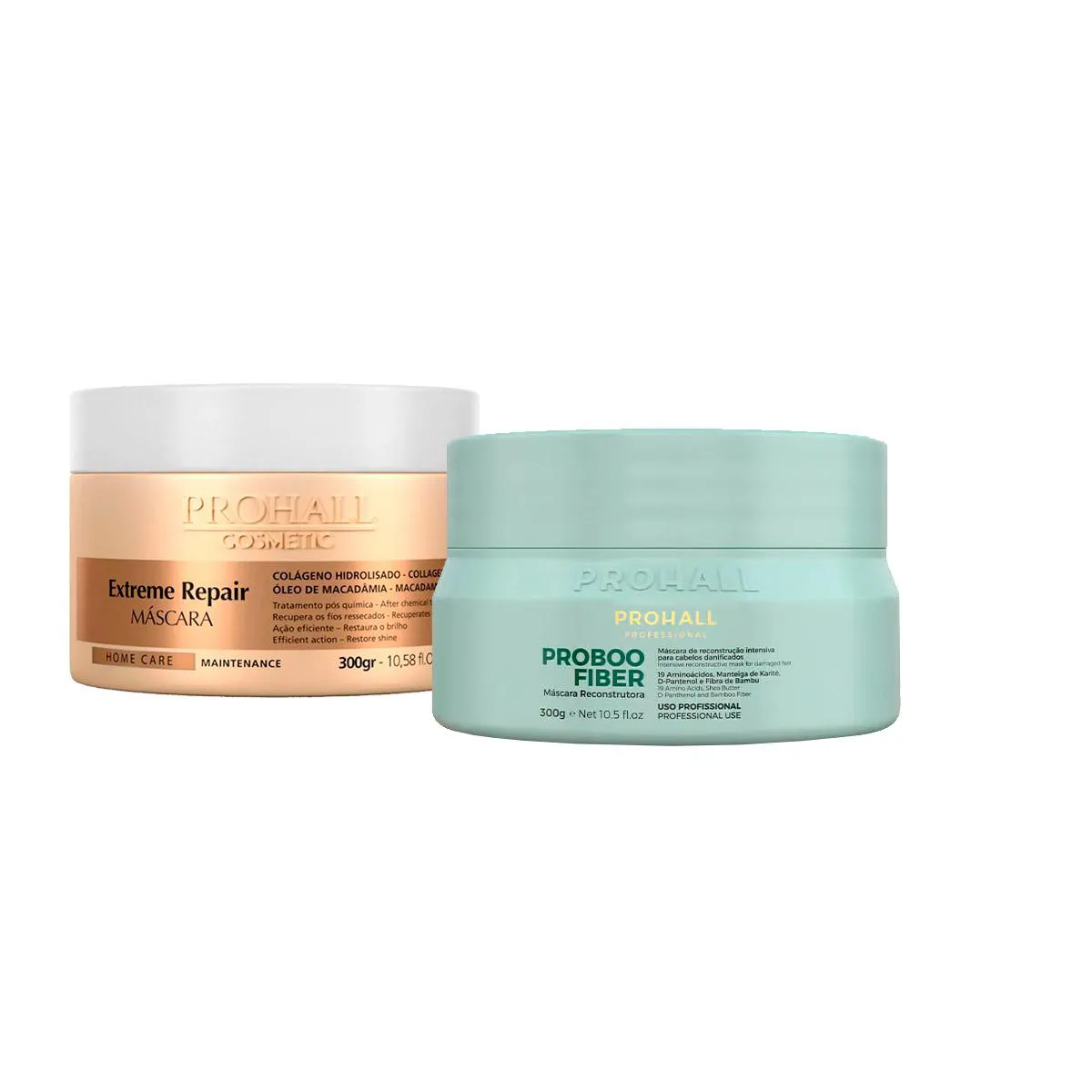 KIT MáSCARAS PROHALL PROBOO FIBER 300G + EXTREME REPAIR 300G
