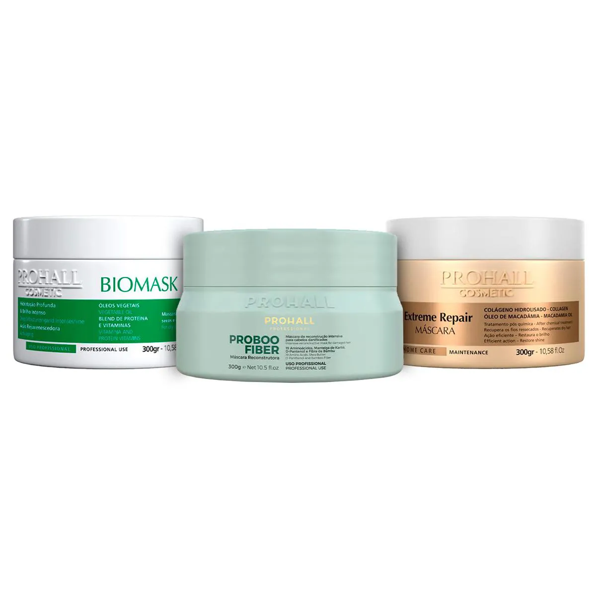 KIT MáSCARA PROHALL BIOMASK PROBOO FIBER EXTREME REPAIR 300G