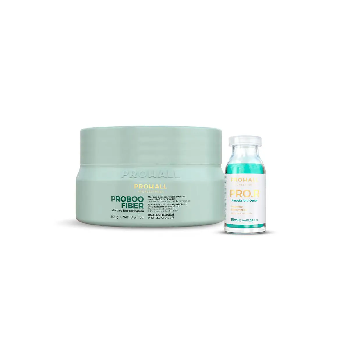 MáSCARA PROBOO FIBER PROHALL 300G + AMPOLA ANTIDANOS PRO.R