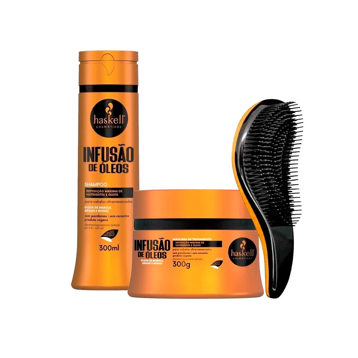 KIT HASKELL INFUSãO 300ML - SHAMPOO E MáSCARA +ESCOVA