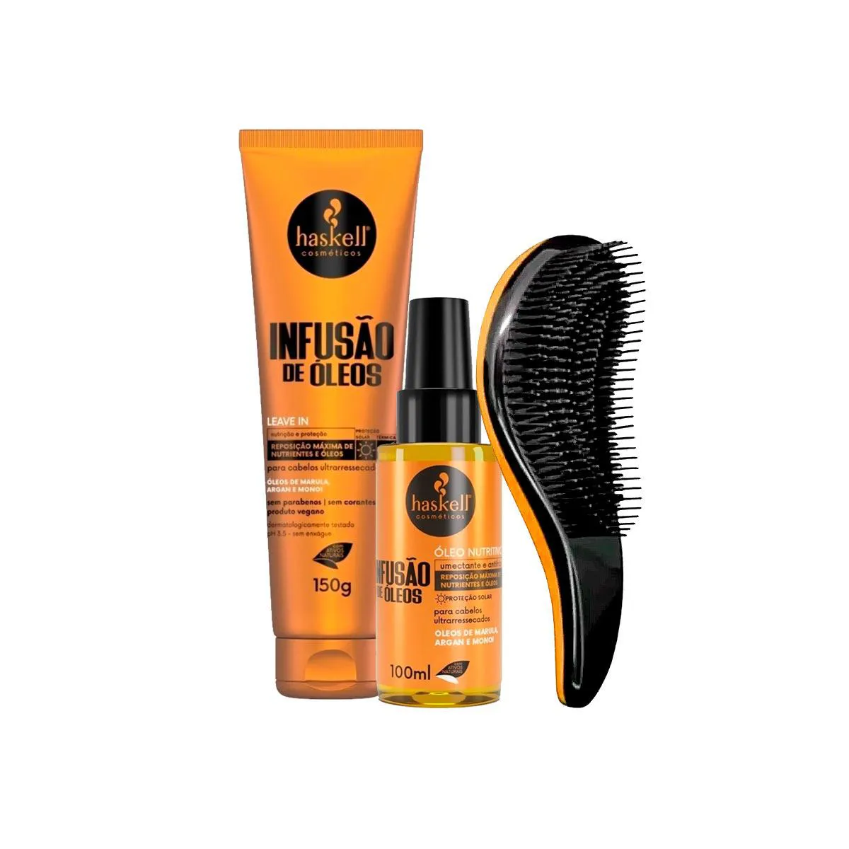 KIT HASKELL INFUSãO LEAVE IN + ÓLEO NUTRITIVO +ESCOVA