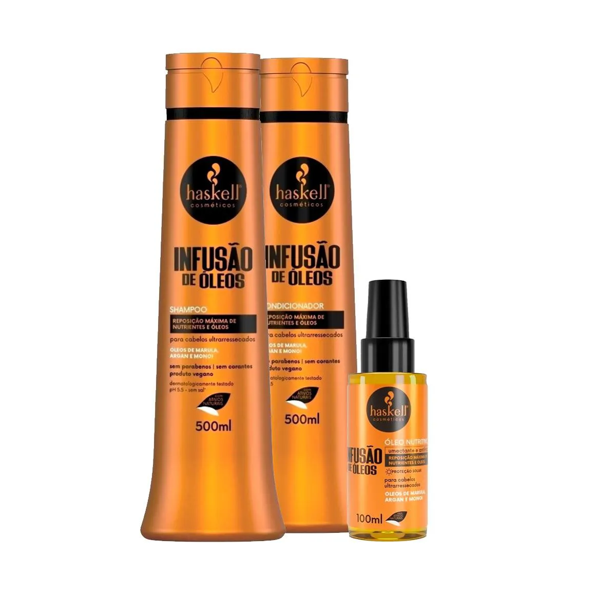 KIT HASKELL INFUSãO 500ML SHP/COND/ÓLEO NUTRITIVO