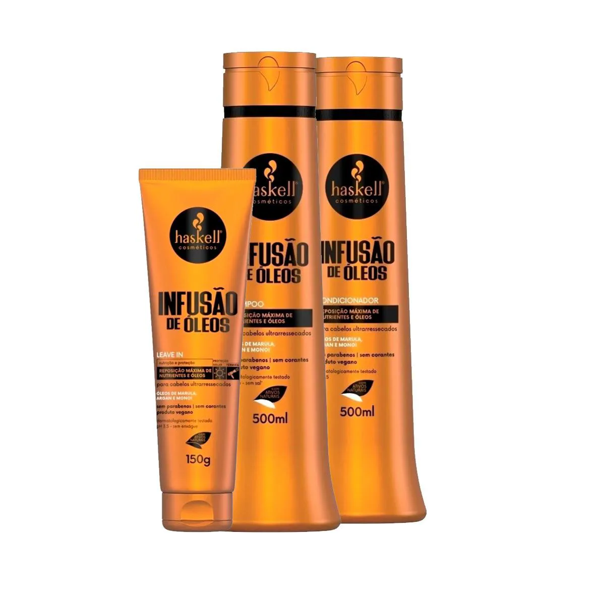 KIT HASKELL INFUSãO 500ML SHP/COND/LEAVE NUTRIçãO