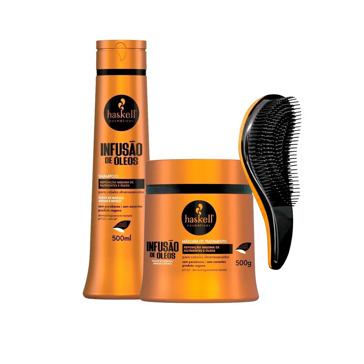 KIT HASKELL INFUSãO 500ML SHAMPOO E MáSCARA +ESCOVA