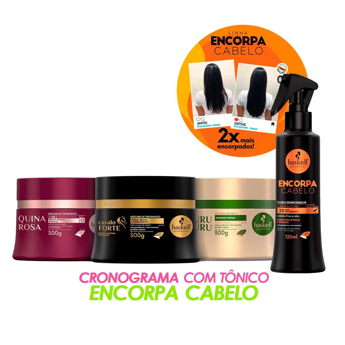 HASKELL CRONOGRAMA CABELOS CRESPOS 300G + TôNICO ENCORPA
