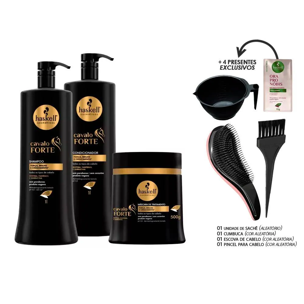 KIT HASKELL CAVALO FORTE SHP/COND1L MáSC 500G +KIT PRESENTE