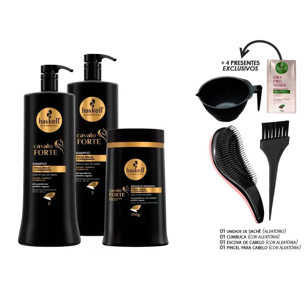 KIT HASKELL CAVALO FORTE 2 SHP 1L MáSC 900G +KIT PRESENTE