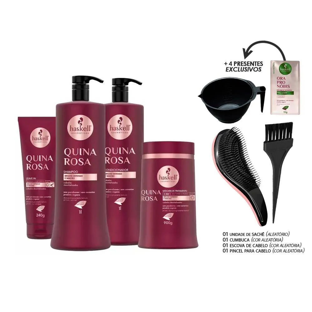 KIT HASKELL QUINA ROSA 1L SHP COND MáSC LEAVE +KIT PRESENTE