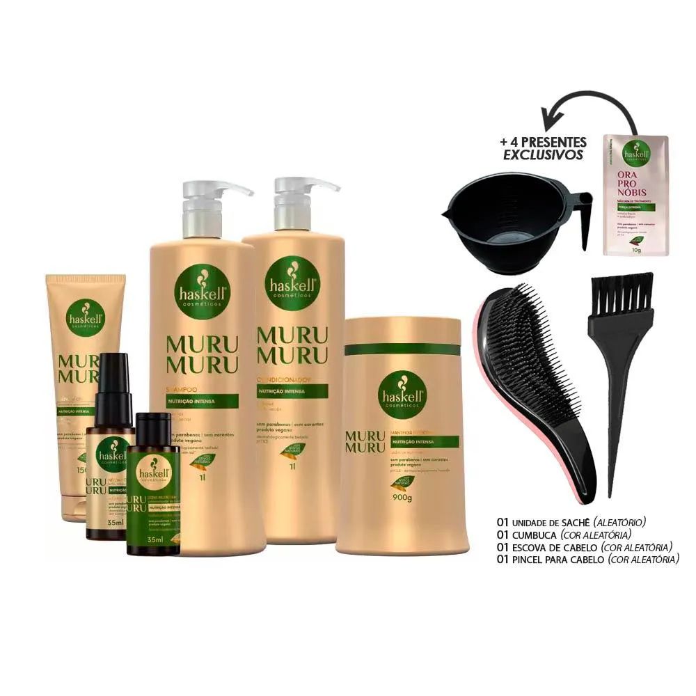 KIT HASKELL MURUMURU 6 PRODUTOS 1L COMPLETO (+ESCOVA/CUMBUCA/PINCEL/SACHê)