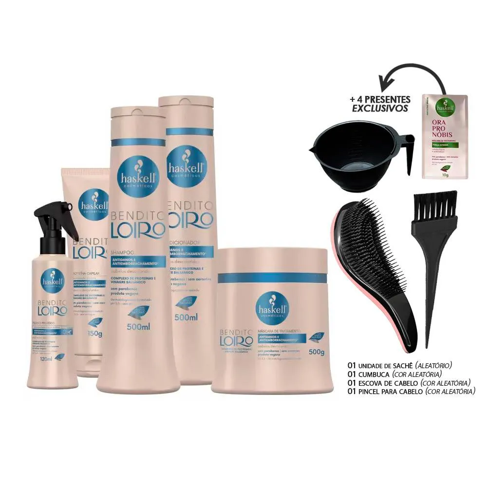 KIT HASKELL BENDITO LOIRO COMPLETO 500ML (+ESCOVA/CUMBUCA/SACHê)