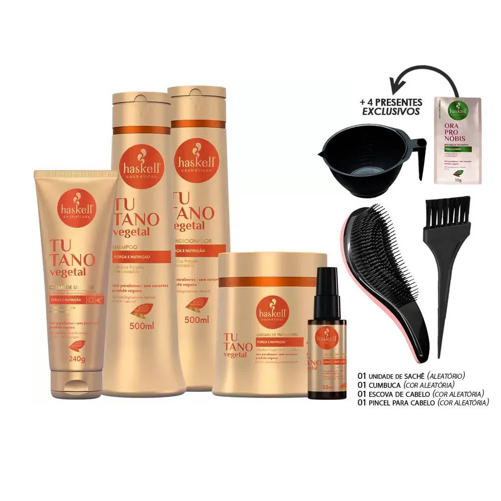 KIT HASKELL TUTANO COMPLETO 500ML 5 PRODUTOS (+ESCOVA/CUMBUCA/SACHê)