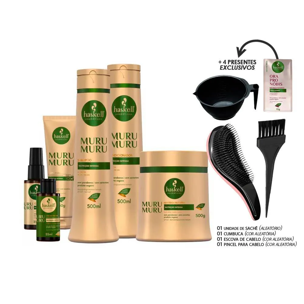 KIT HASKELL MURUMURU 6 PRODUTOS 500ML COMPLETO +KIT PRESENTE