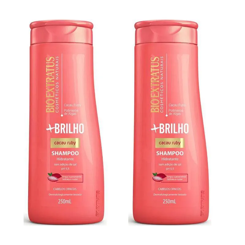 KIT 2 SHAMPOO HIDRATANTE MAIS BRILHO 250 ML BIO EXTRATUS