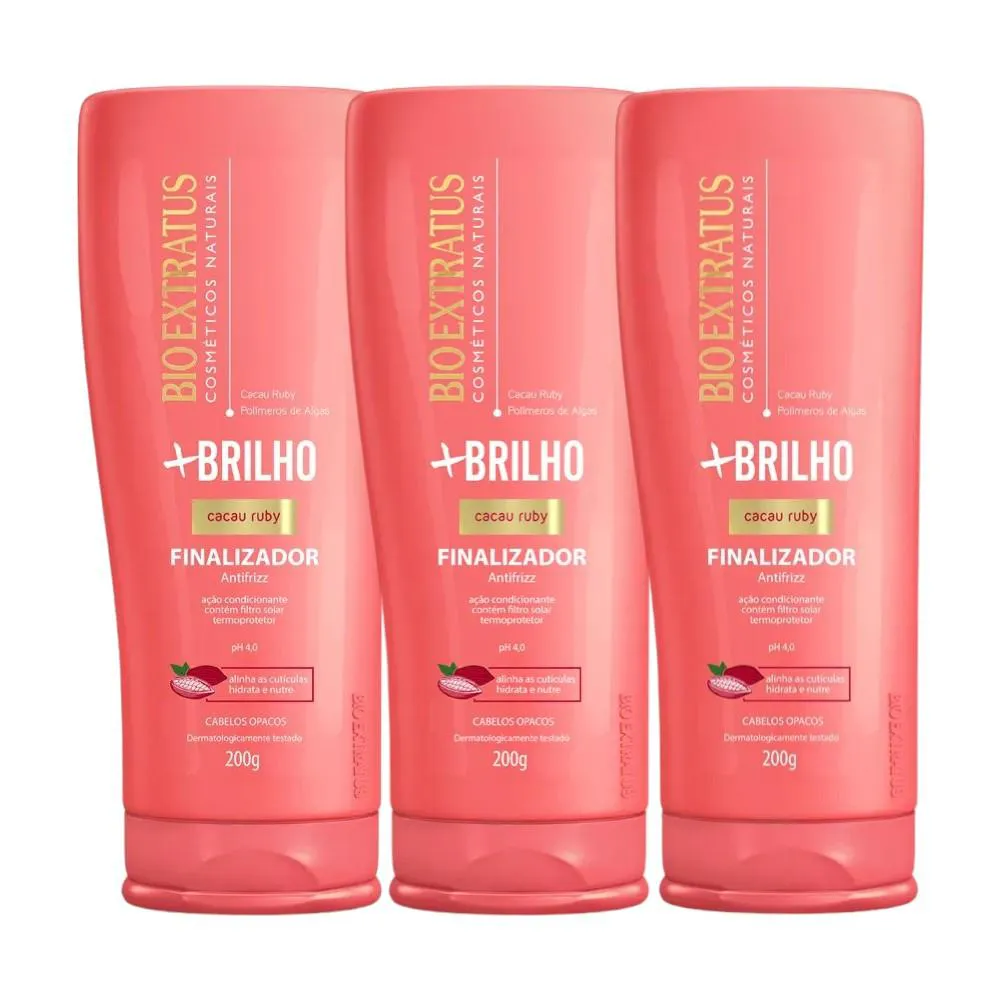KIT 3 FINALIZADOR HIDRATANTE MAIS BRILHO 200GR BIO EXTRATUS