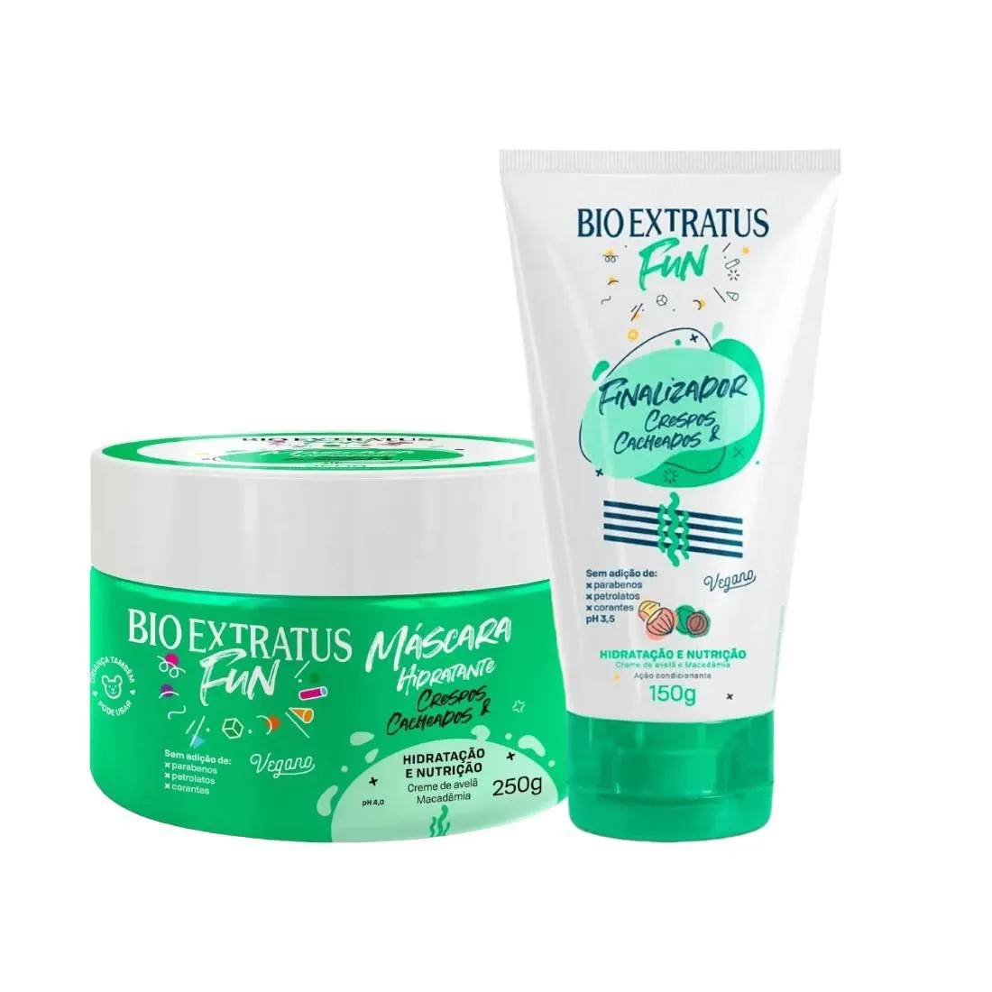 KIT 1 MÁSCARA 1 FINALIZADOR FUN CRESPOS E CACHEADOS 240ML