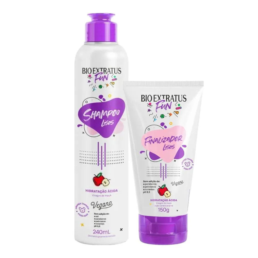 KIT 1 SHAMPOO 1 FINALIZADOR FUN LISO 240ML