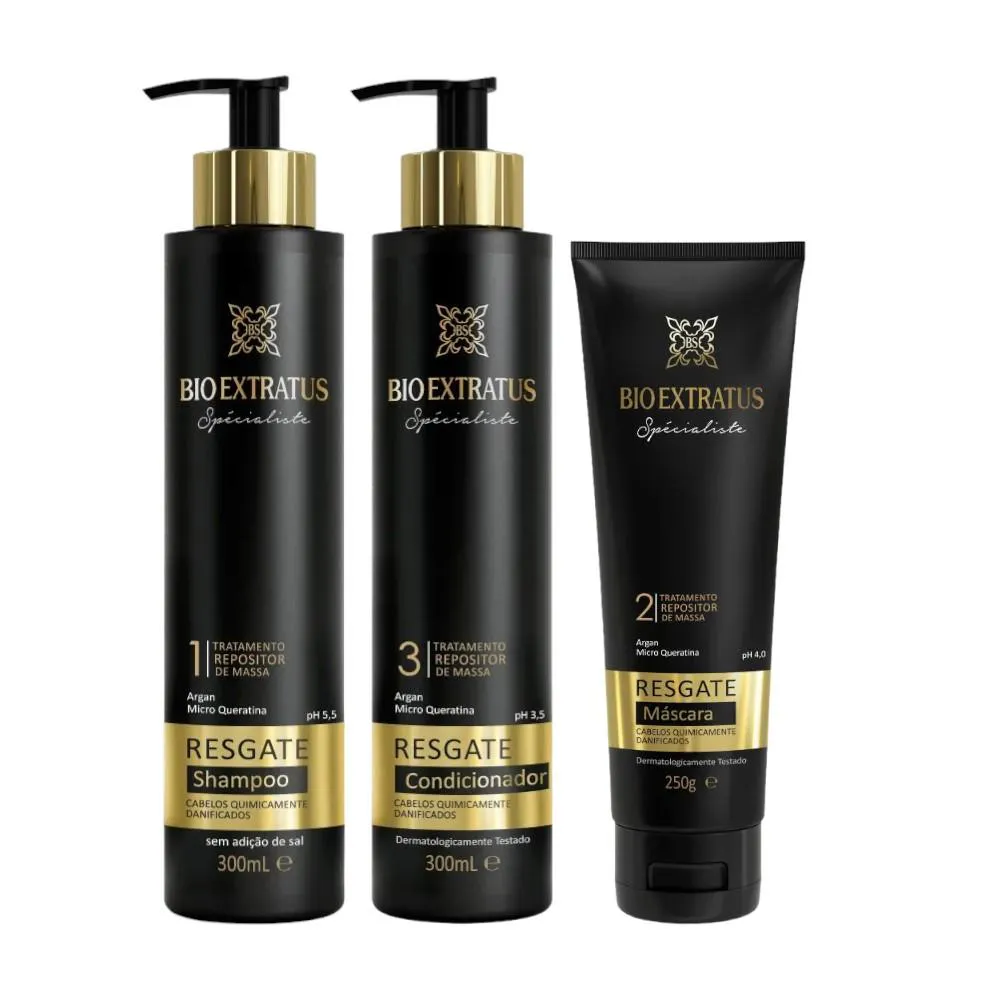 KIT RESGATE 1 SHAMPOO 300ML 1 CONDICIONADOR 300ML 1 MáSCARA 250ML