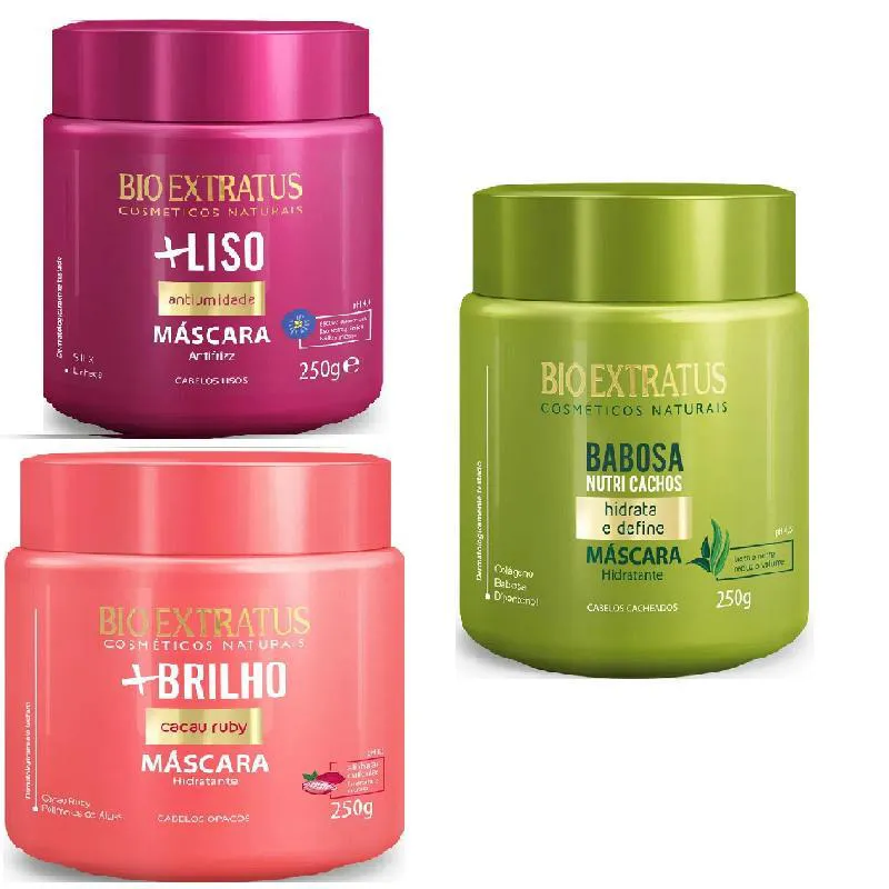 KIT CRONOGRAMA CAPILAR HIDRATAçãO MAIS LISO + NUTRI + BRILHO 250GR