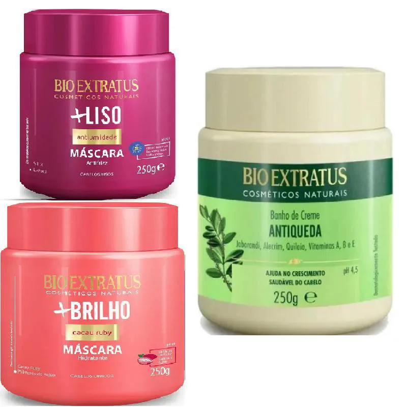 KIT CRONOGRAMA CAPILAR HIDRATAçãO MAIS LISO + JABORANDI + BRILHO 250 GR