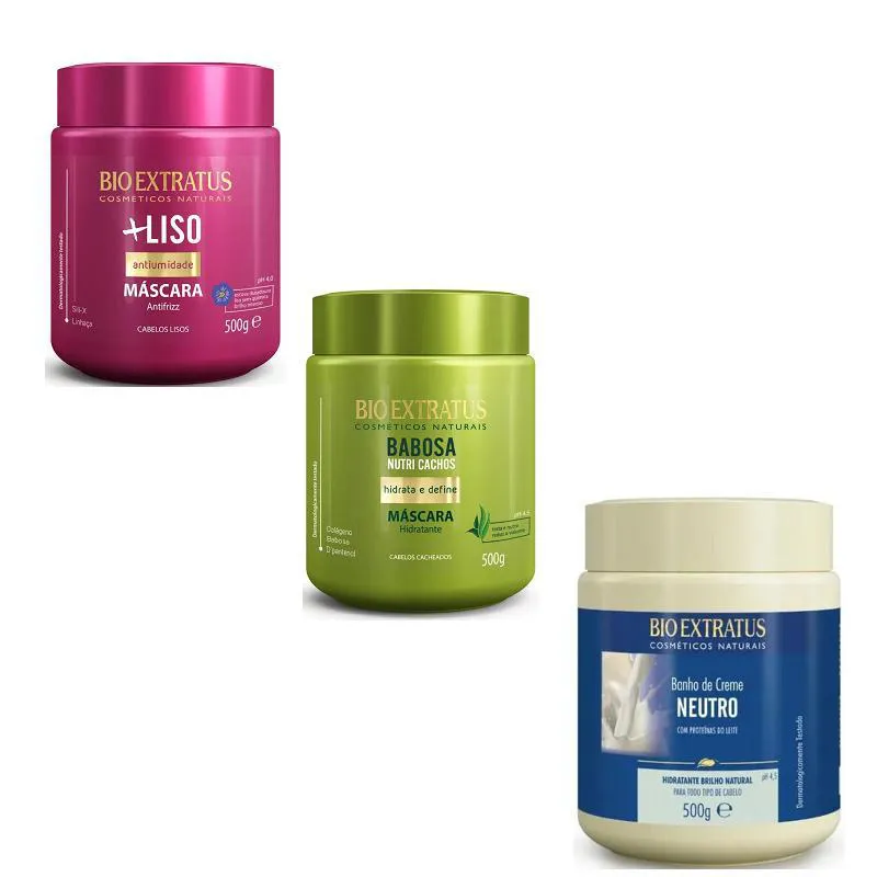 KIT CRONOGRAMA CAPILAR HIDRATAçãO MAIS LISO + NUTRI + NEUTRO 500 GR