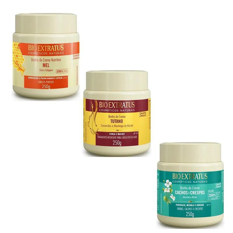 KIT CRONOGRAMA CAPILAR NUTRIçãO MEL + TUTANO + CACHOS 250 GR