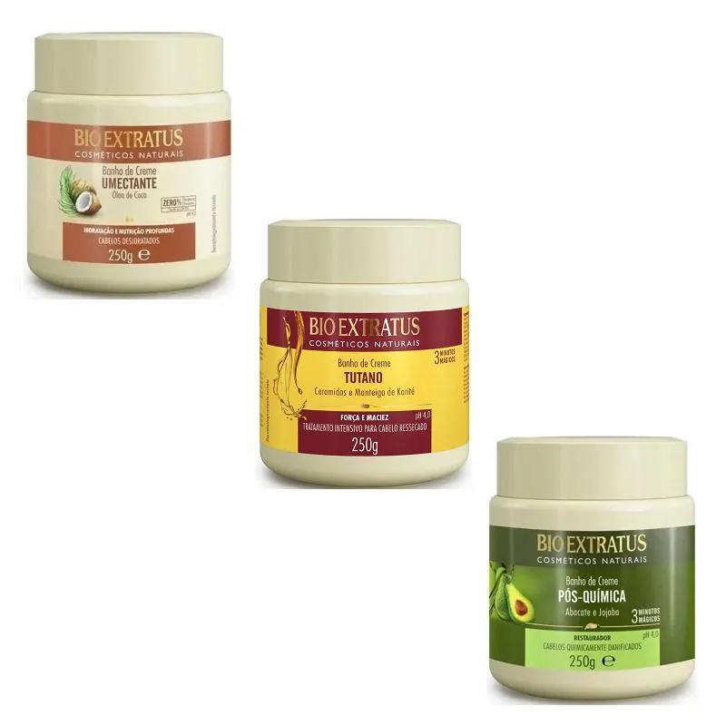 KIT CRONOGRAMA CAPILAR NUTRIçãO TUTANO + PóS QUíMICA + UMECTANTE 250 GR