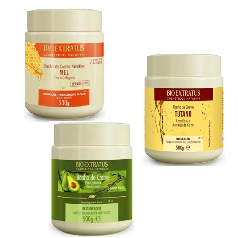 KIT CRONOGRAMA CAPILAR NUTRIçãO  MEL + TUTANO + PóS QUíMICA 500 GR