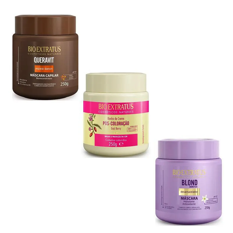 KIT CRONOGRAMA CAPILAR RECONSTRUçãO QUERAVIT + PóS COLORAçãO + BLOND 250 GR