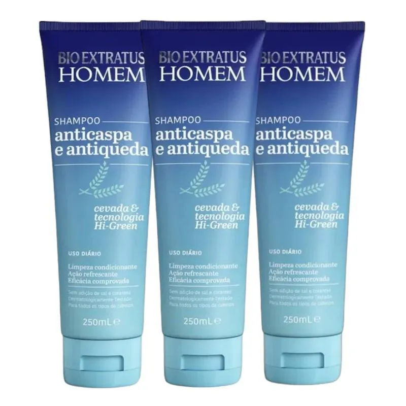 KIT 3 SHAMPOO ANTICASPA HOMEM 250ML