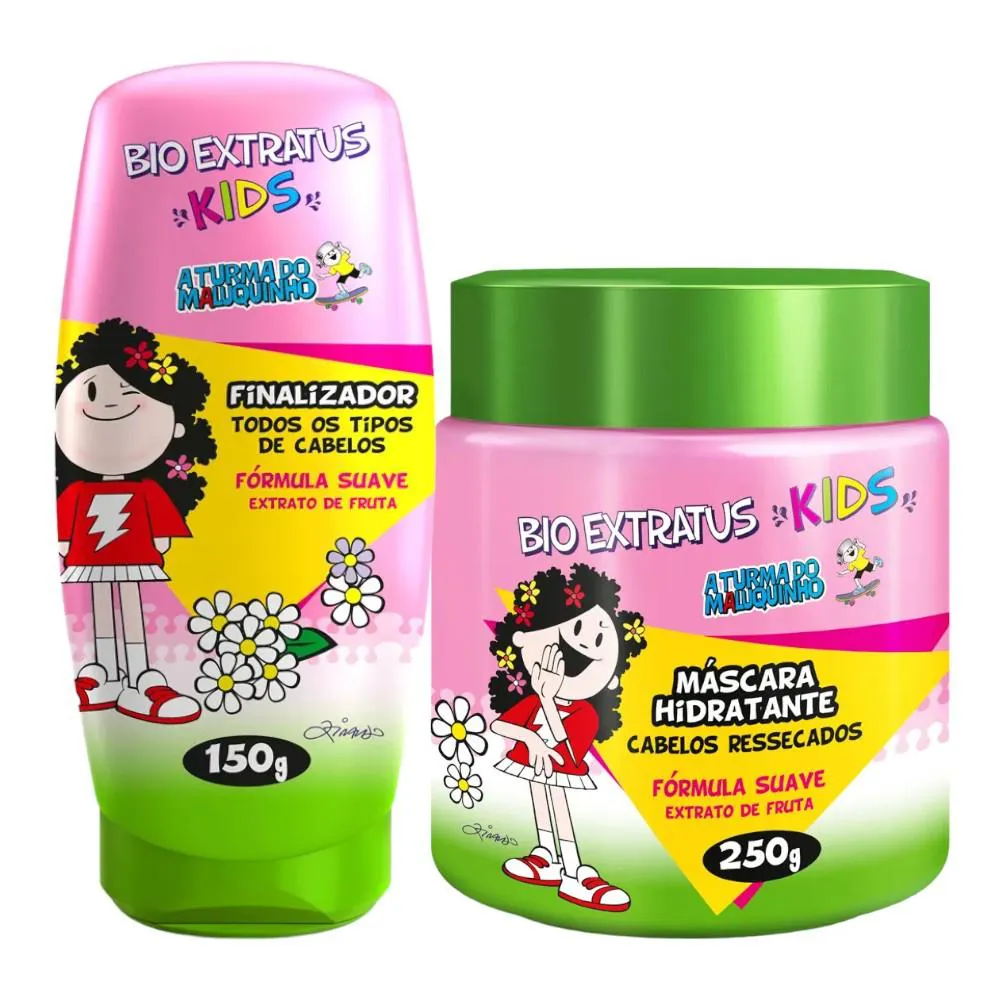 KIT INFANTIL CABELO CACHEADO KIDS 1 MáSCARA 240G 1 FINALIZADOR 150G