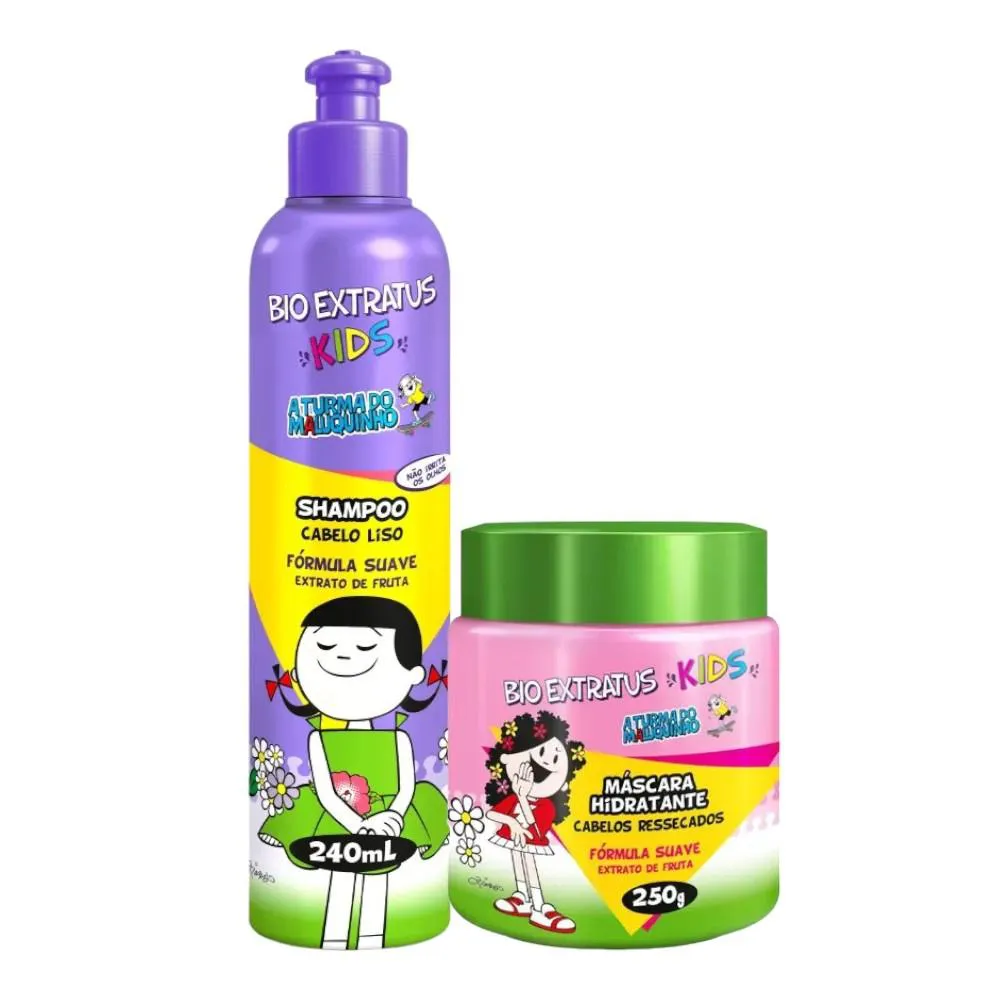 KIT INFANTIL CABELO LISO KIDS 1 SHAMPOO 240ML 1 MáSCARA 240G