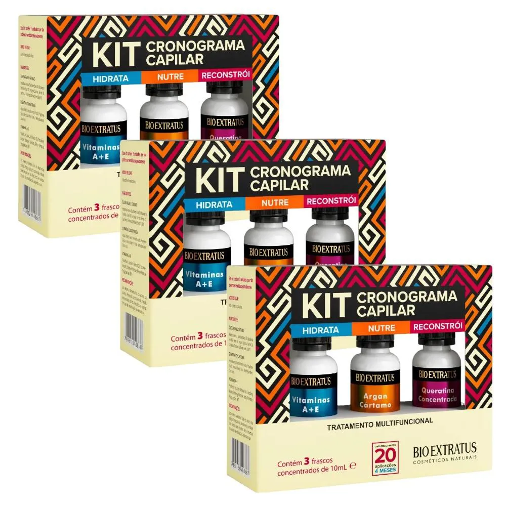 KIT 3 MULT CRONOGRAMA CAPILAR 30ML BIO EXTRATUS