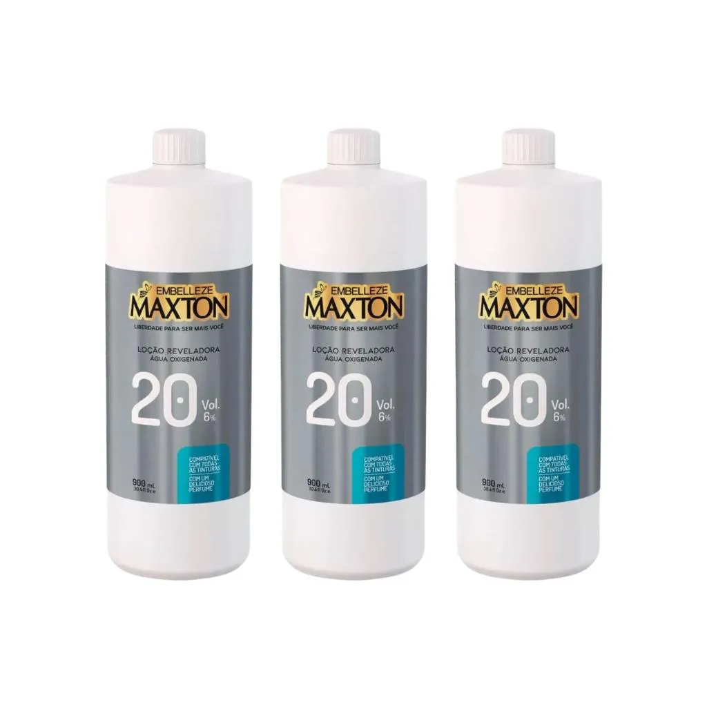 LOCAO REVELADORA MAXTON OX 20 VOL 900ML - KIT C/ 3UN