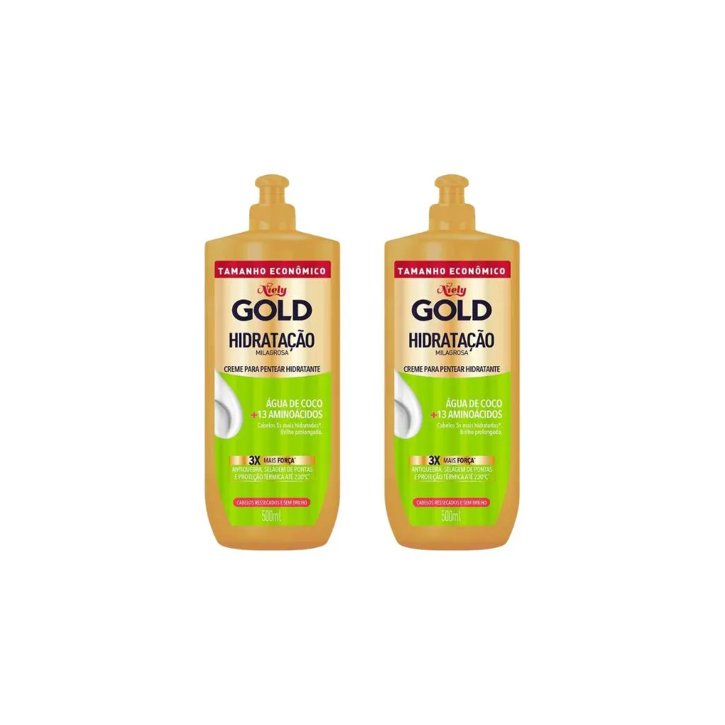 CREME PARA PENTEAR NIELY GOLD 500ML HIDRATAçAO-KIT C/2UN
