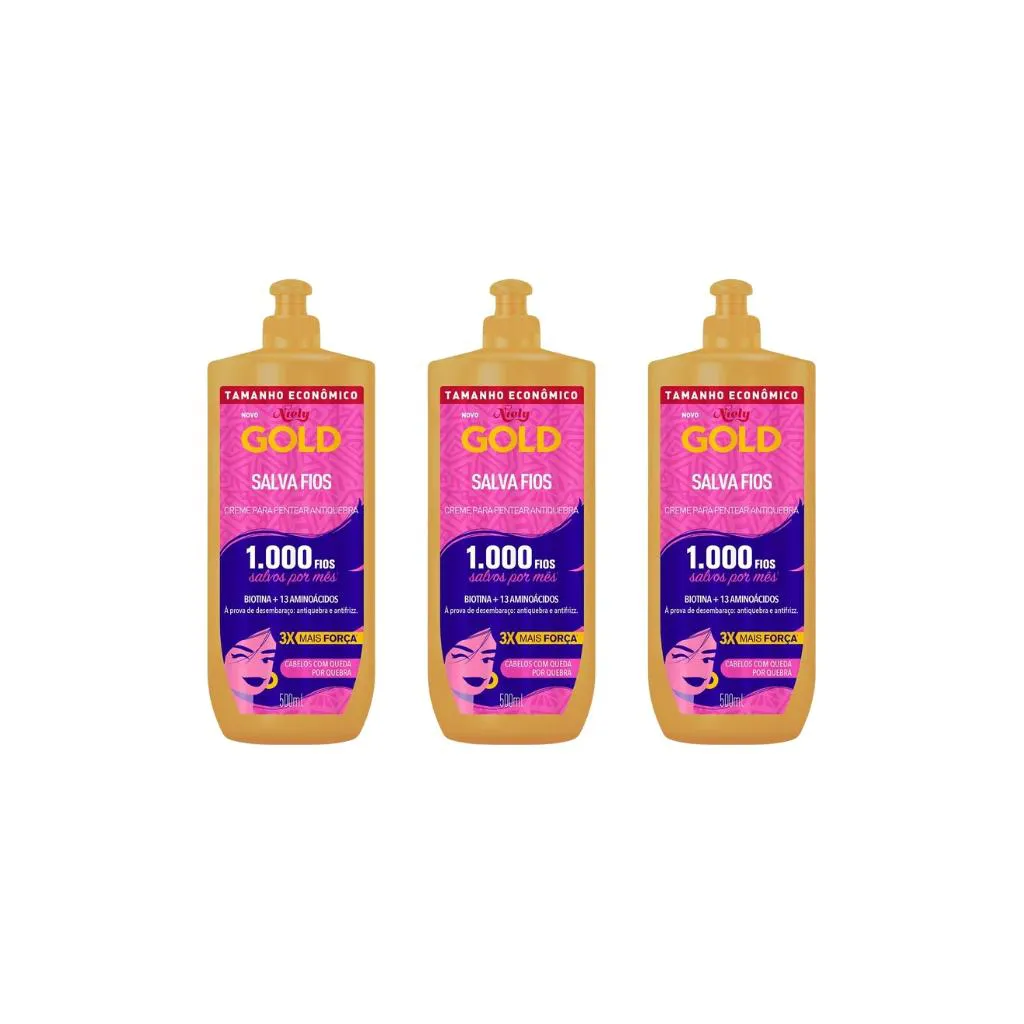 CREME PARA PENTEAR NIELY GOLD 500ML SALVA FIOS-KIT C/3UN