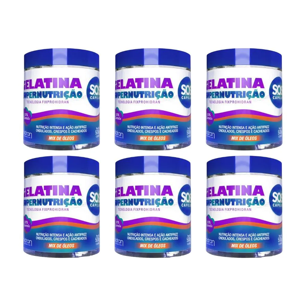 GELATINA HIDRAN 500G SOS SUPER NUTRIçAO - KIT C/ 6UN