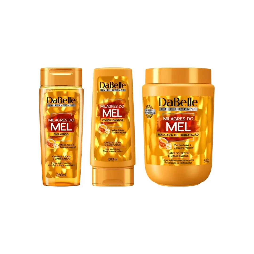 KIT SHAMPOO + COND + MASCARA DABELLE MILAGRES DO MEL