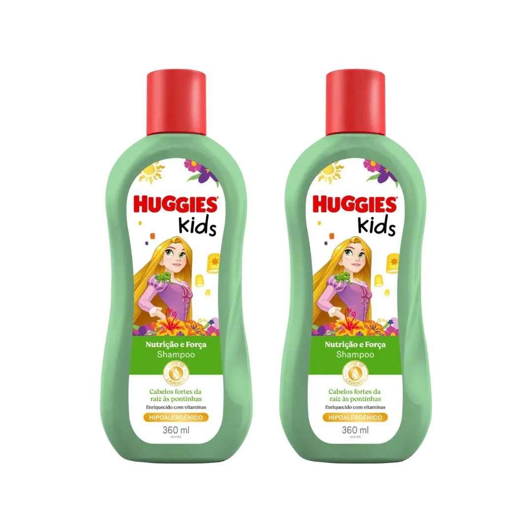SHAMPOO HUGGIES 360ML KIDS NUTRIçAO E FORçA - KIT C/2UN